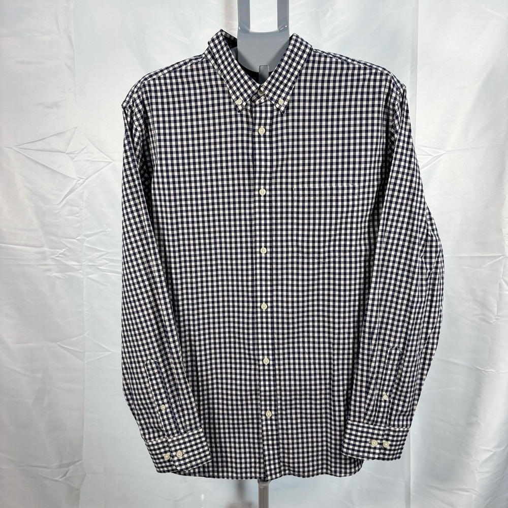 Banana Republic Men XL Navy Gingham Button Down Shirt Soft Wash Standard Fit